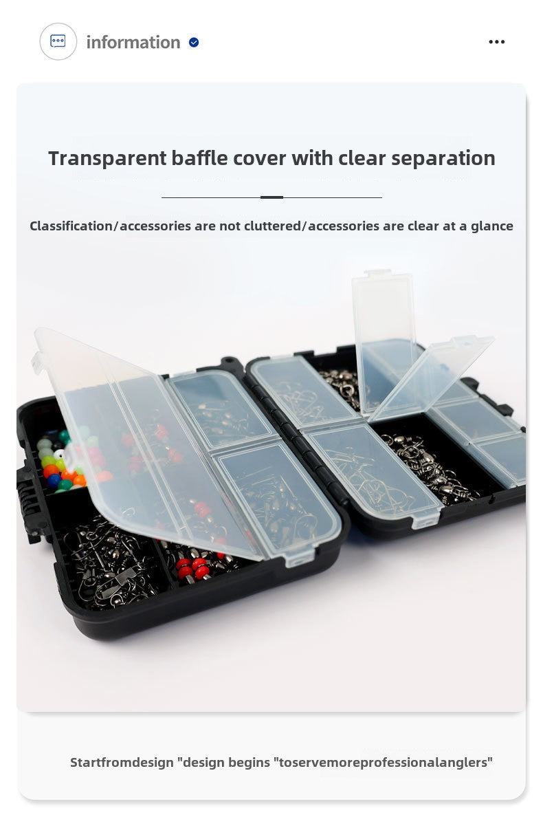 Portable Black Box 140 Pieces Accessories Set Lure Enhancement Pins Treble Hooks Snap Beads Small Accessories Set