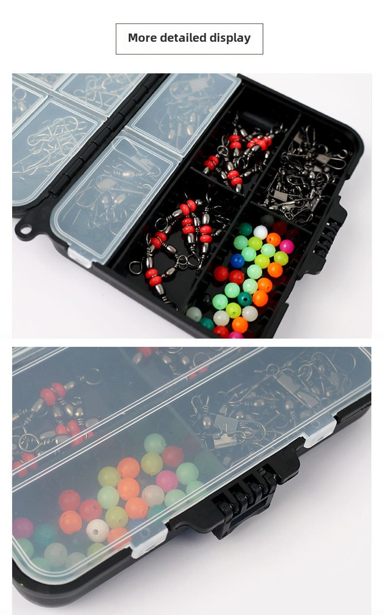 Portable Black Box 140 Pieces Accessories Set Lure Enhancement Pins Treble Hooks Snap Beads Small Accessories Set